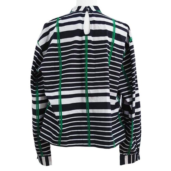 Du Paradis Zoe Mock Neck Top in Geo Stripe - Picture 3 of 7